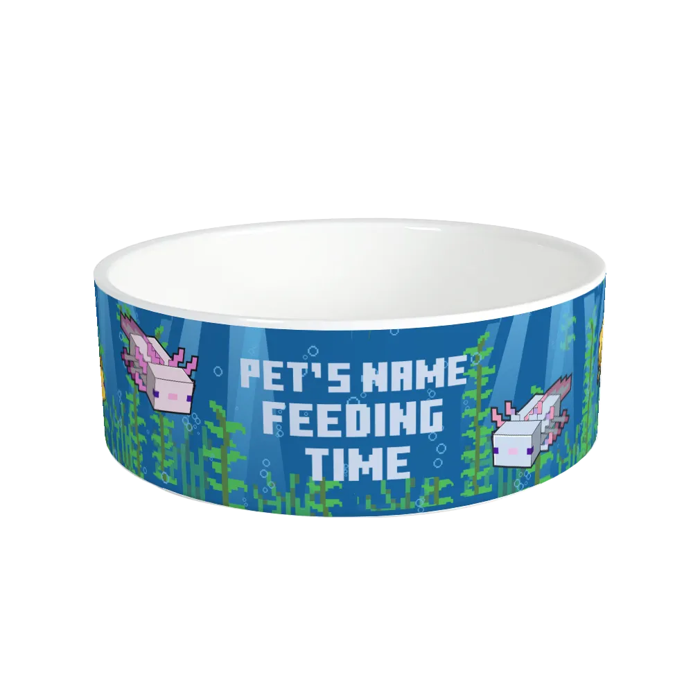 Minecraft Axolotl Feeding Time Personalized Pet Bowl