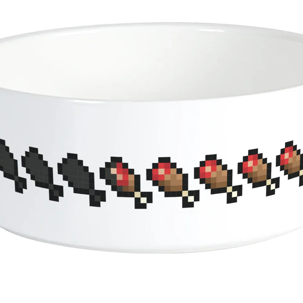 Pet Bowl with Minecraft-Inspired Hunger Bar Design