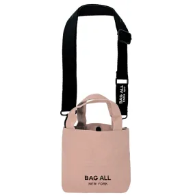 Mini Tote Bag with Strap and Inside Pocket, Pink/Blush