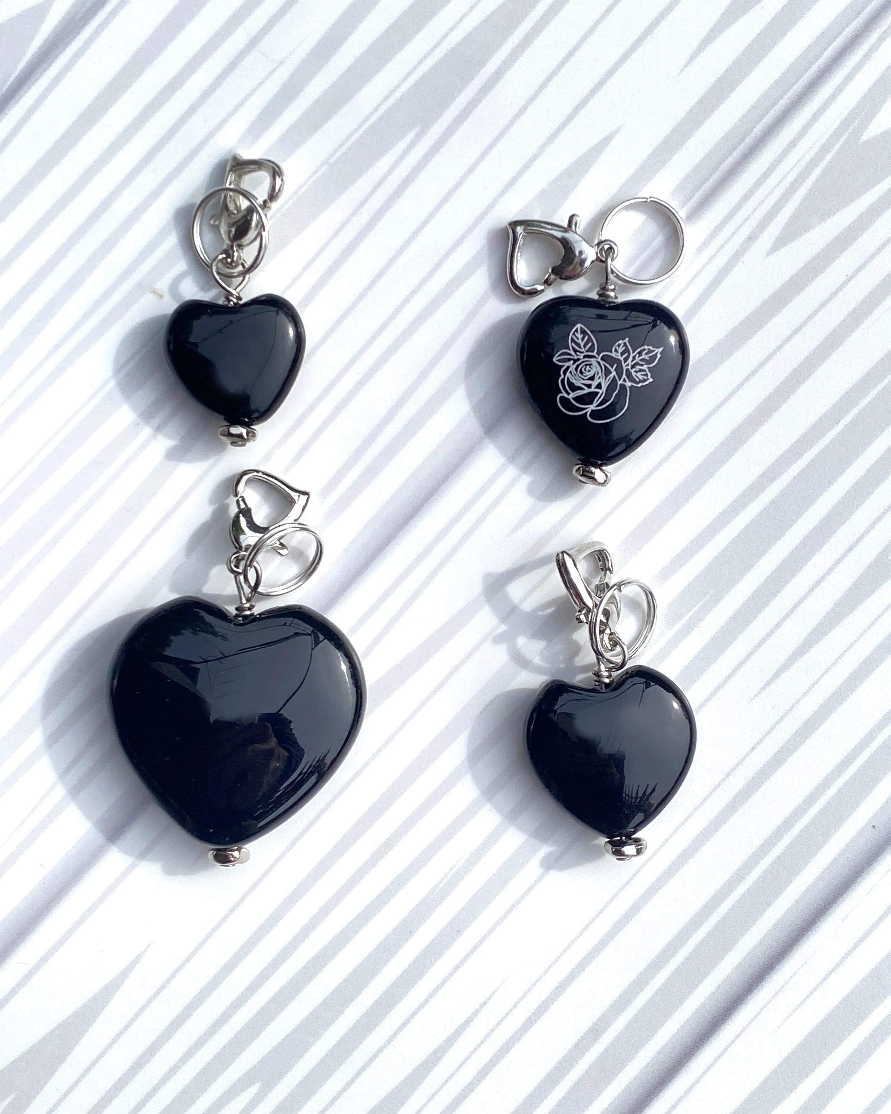 Onyx gemstone Heart Pet Charms