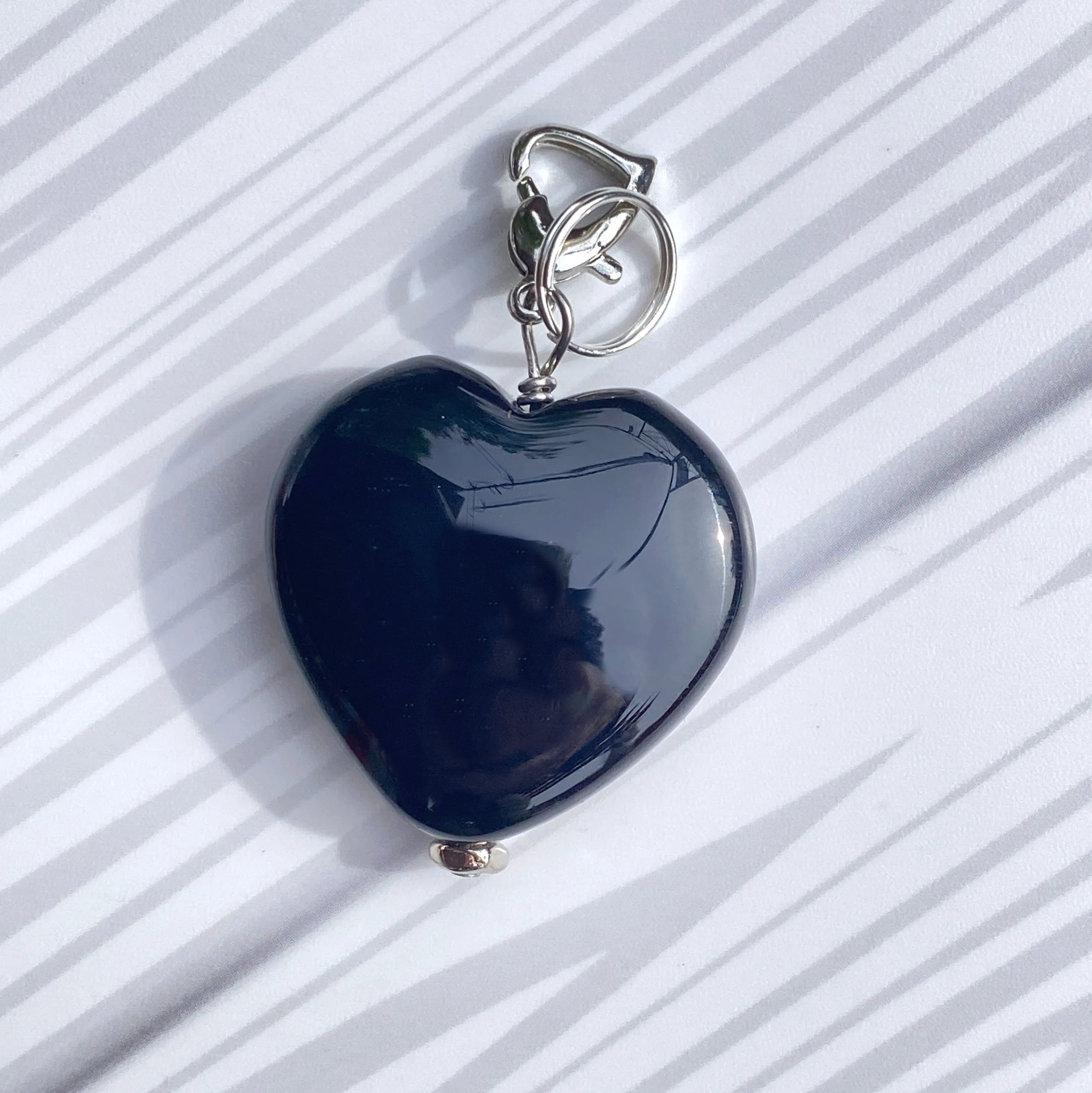 Onyx gemstone Heart Pet Charms