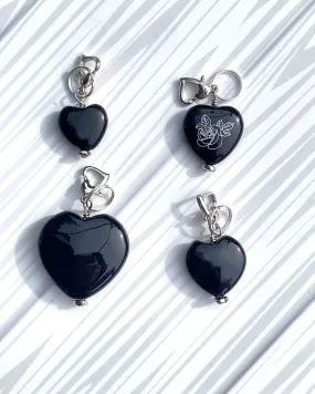 Onyx gemstone Heart Pet Charms