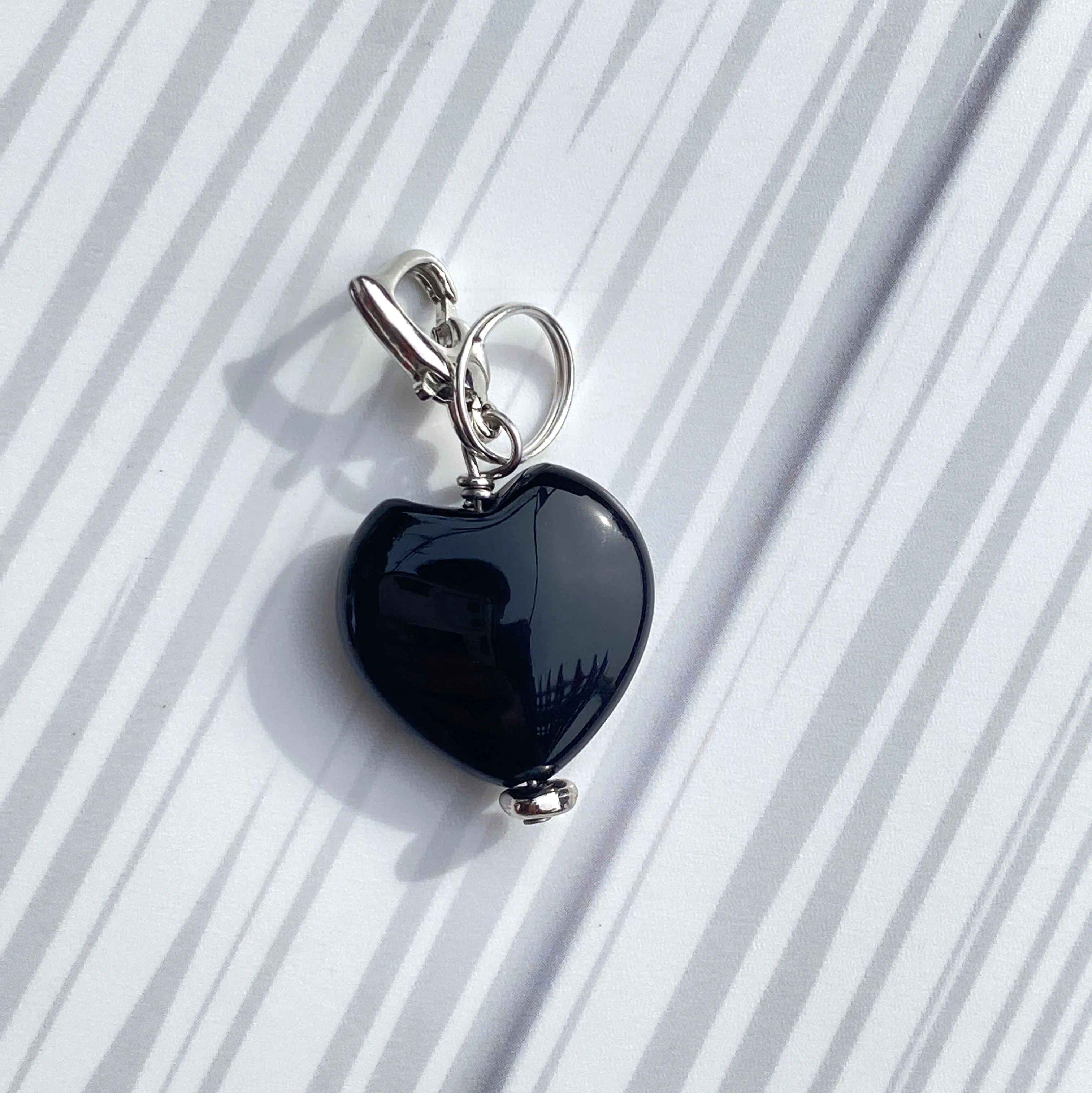 Onyx gemstone Heart Pet Charms