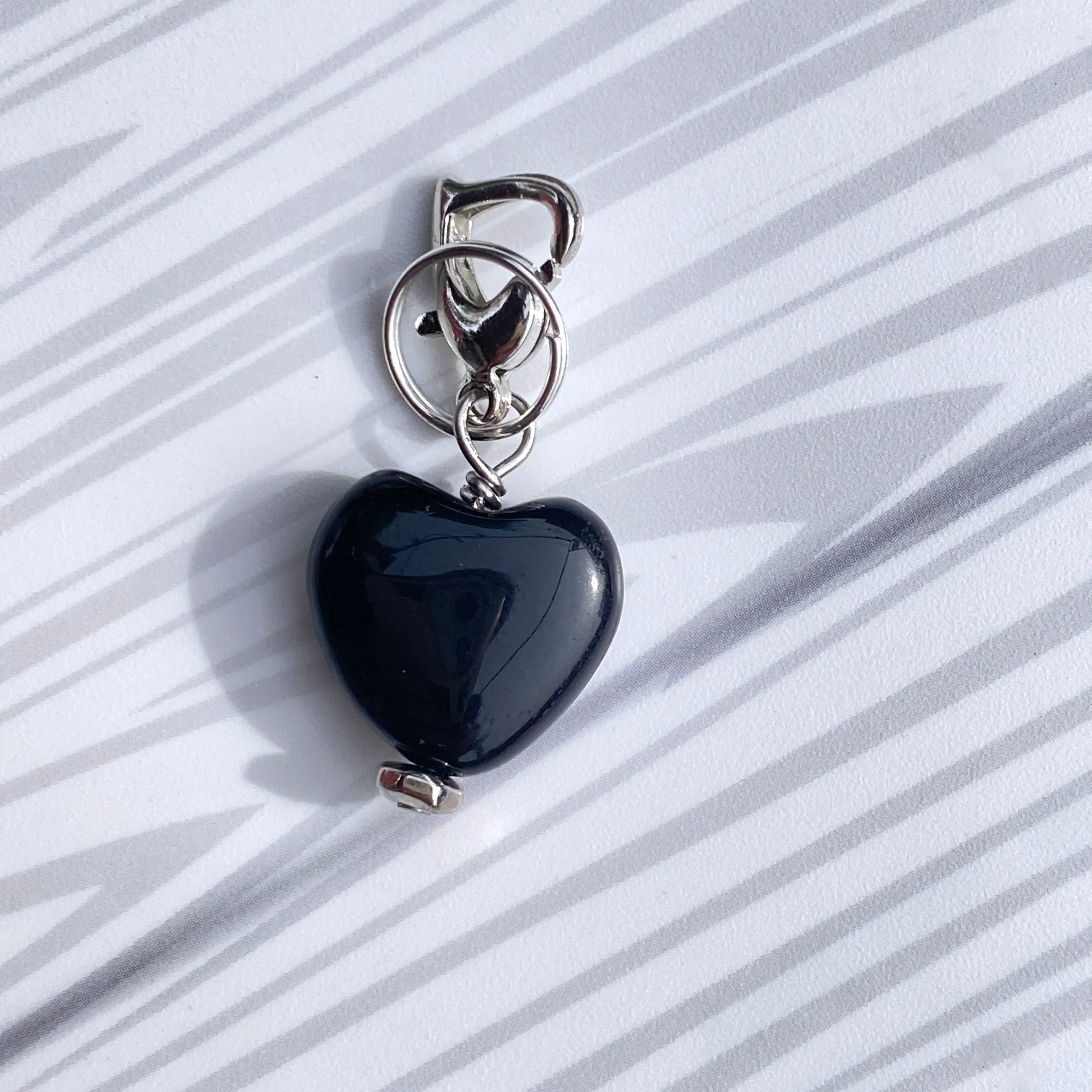 Onyx gemstone Heart Pet Charms