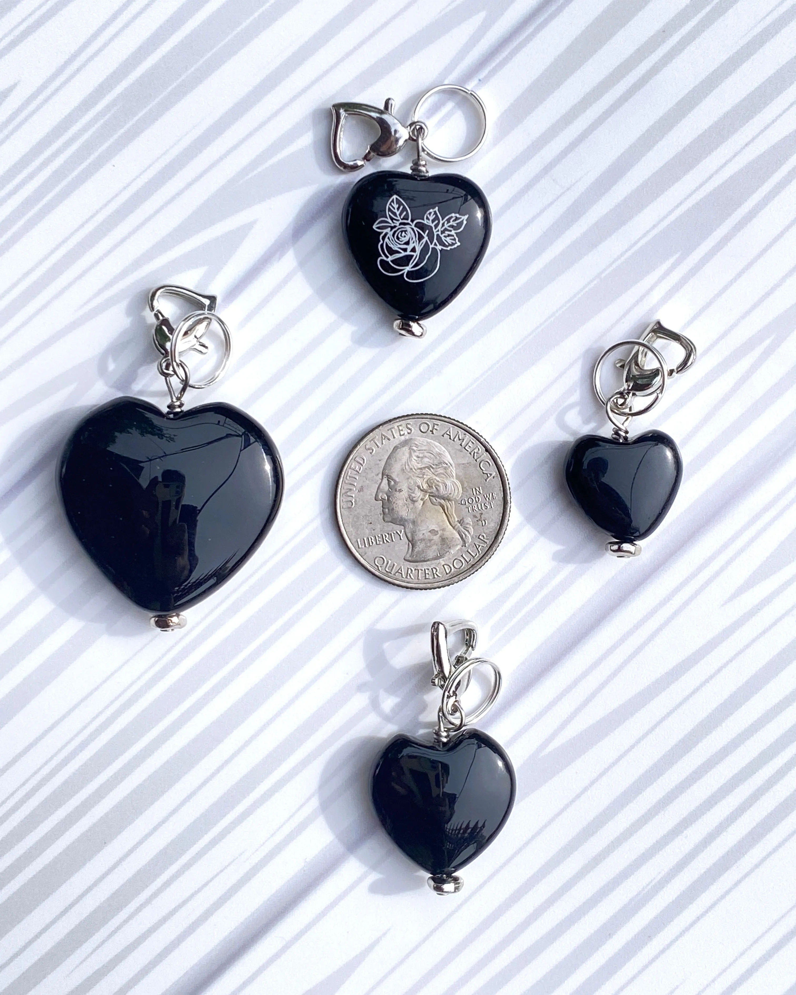 Onyx gemstone Heart Pet Charms