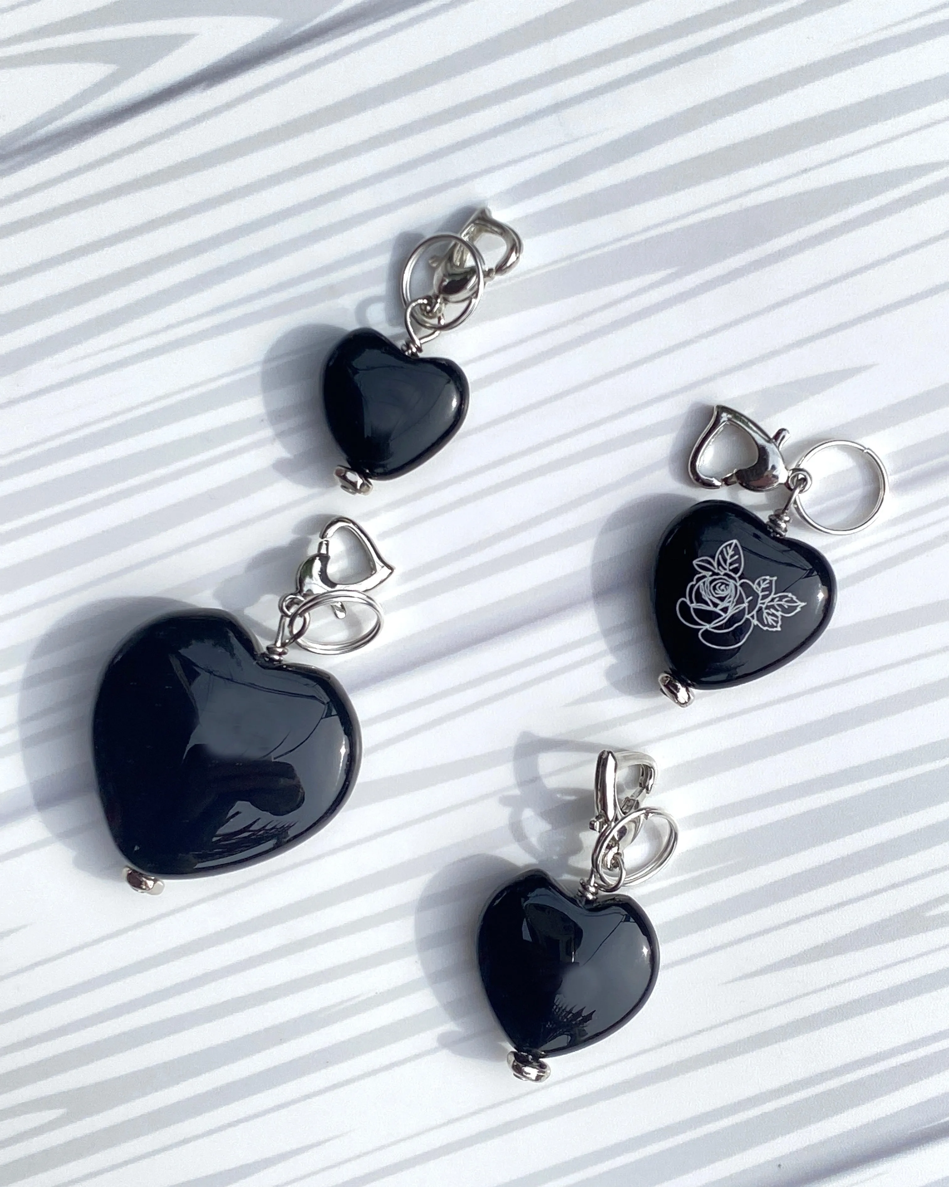 Onyx gemstone Heart Pet Charms