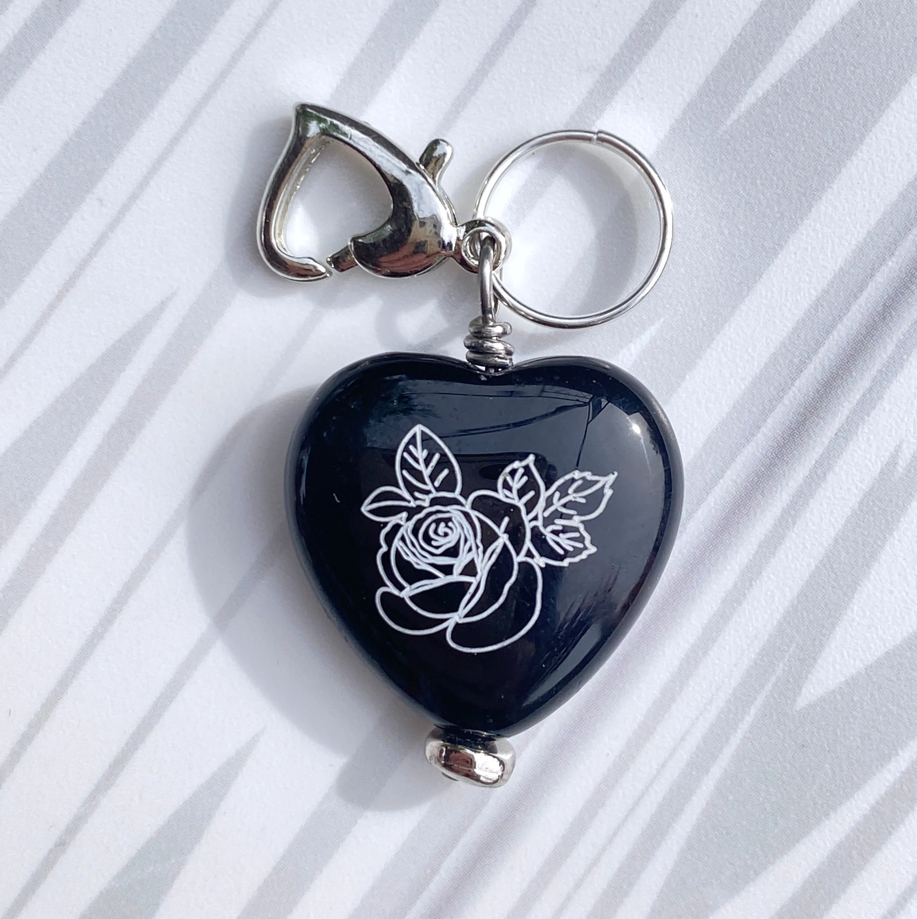 Onyx gemstone Heart Pet Charms