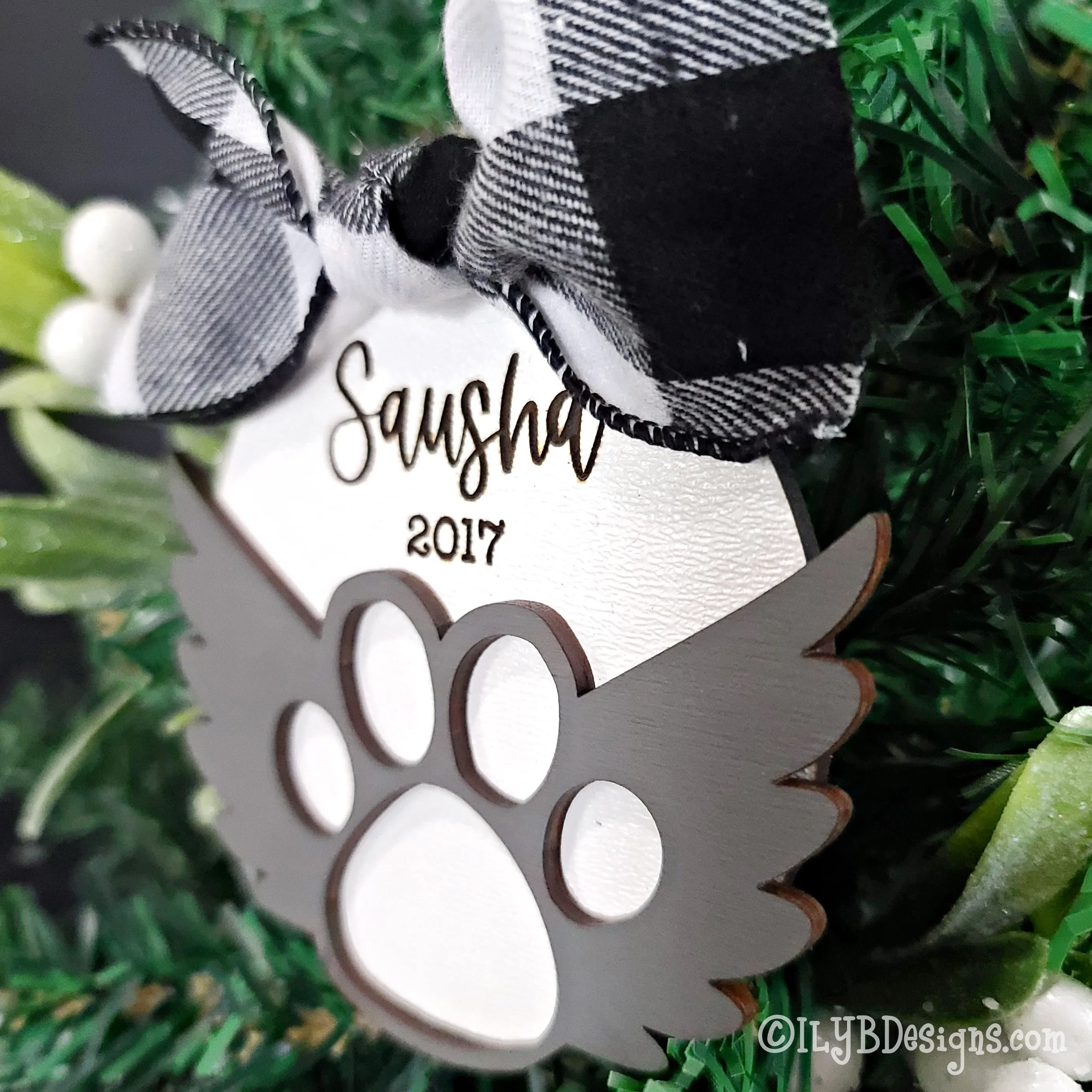 Pet Paw Print & Pet Angel Wings Christmas Ornament | Laser Cut SVG Bundle