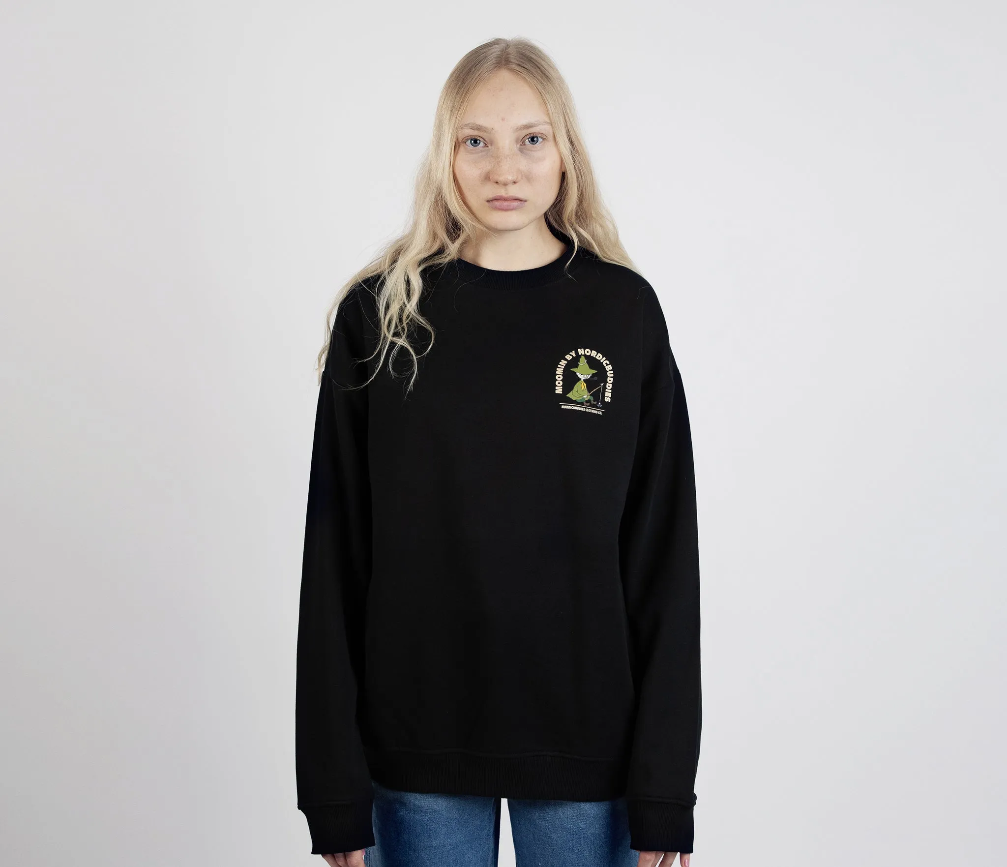 Snufkin Fishing Crewneck College Unisex - Black