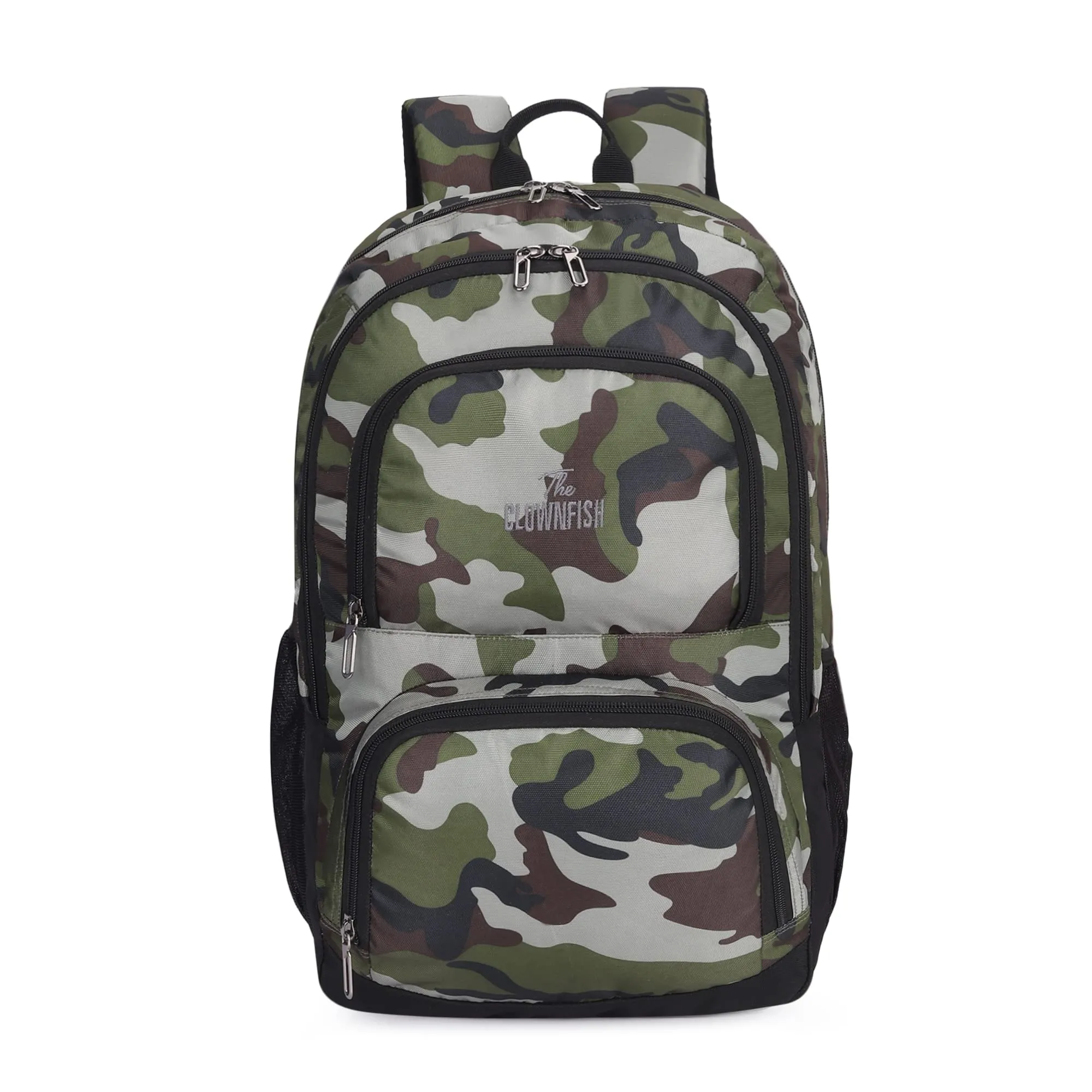 THE CLOWNFISH Cadet Polyester 32.5 Litres Unisex Travel Laptop Backpack for 15.6 inch Laptop (Camo Green)