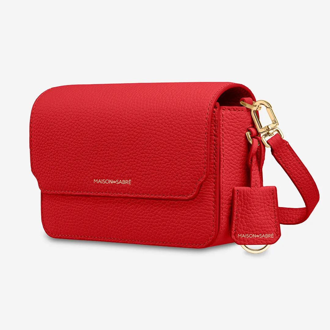 The Mini Flap Bag - Pomegranate Red