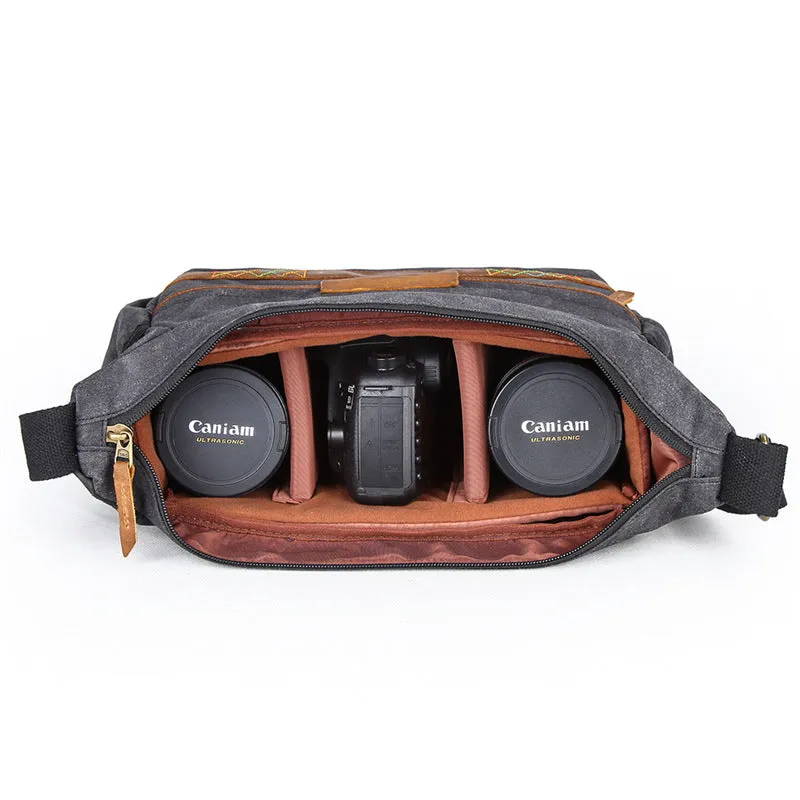 Waxed Canvas Camera Shoulder Bag Waterproof Canvas DSLR Camera Messenger Bag Canvas Satchel