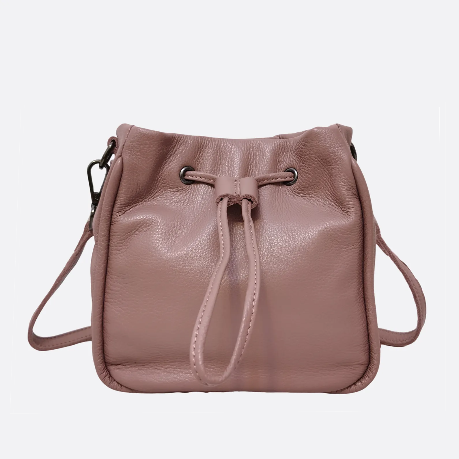 Women's genuine cowhide leather mini bucket bag V2