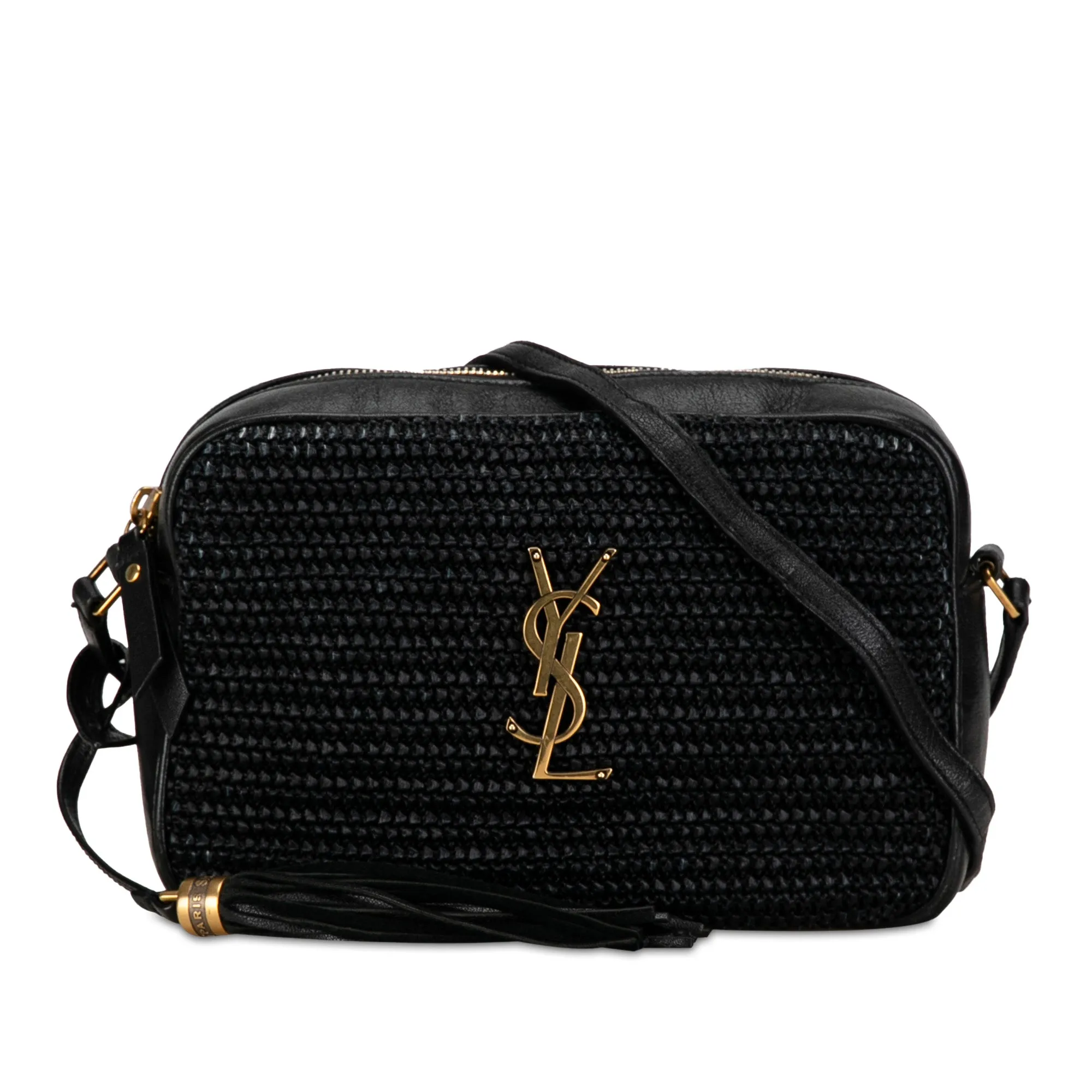 Yves Saint Laurent Lou Camera Bag Black Raffia