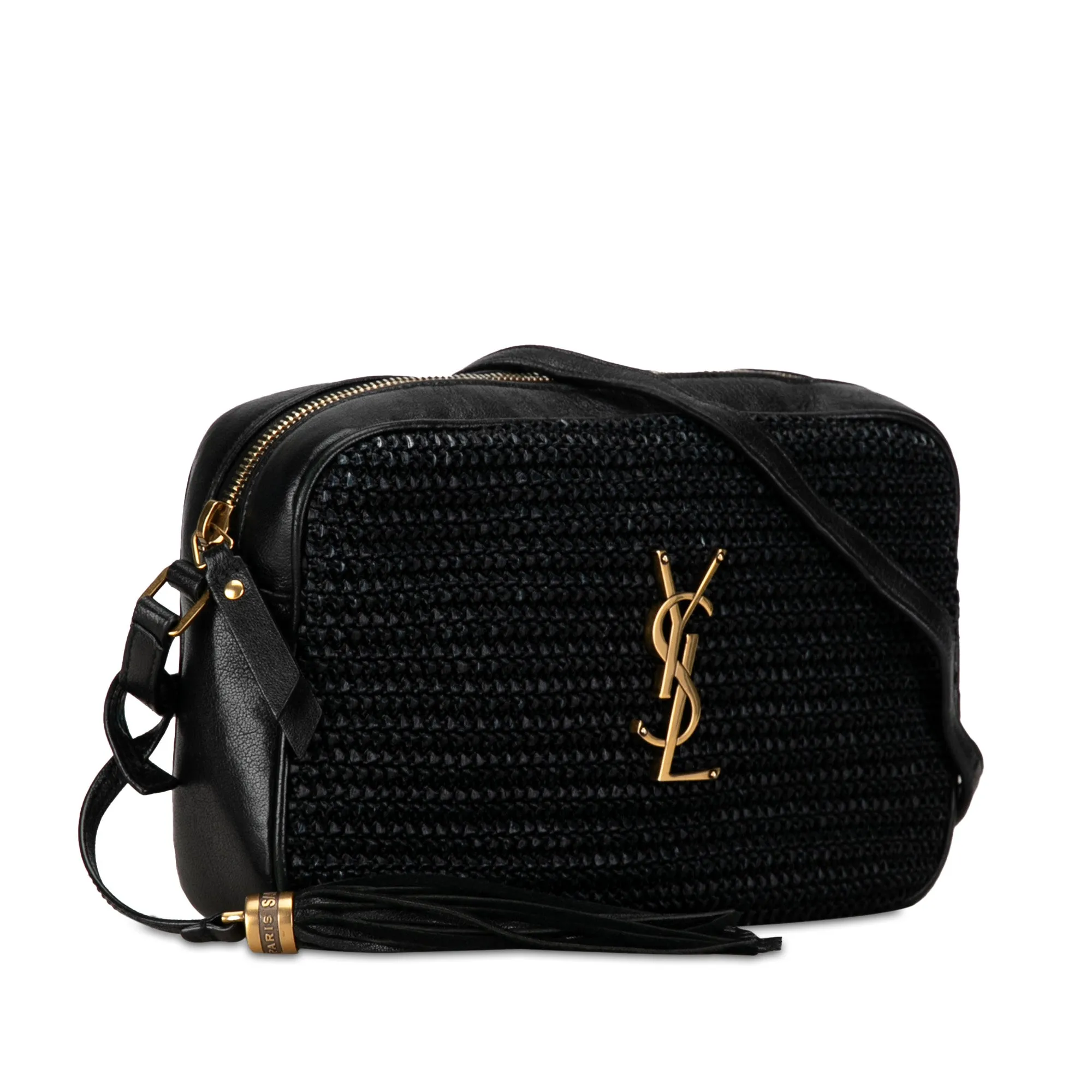 Yves Saint Laurent Lou Camera Bag Black Raffia